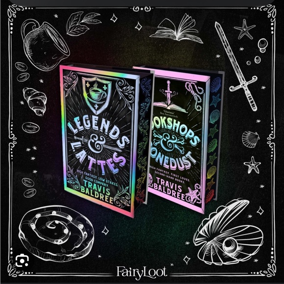 Fairyloot Legends & Lattes and Bookshops & Bonedust hardback sprayed edges